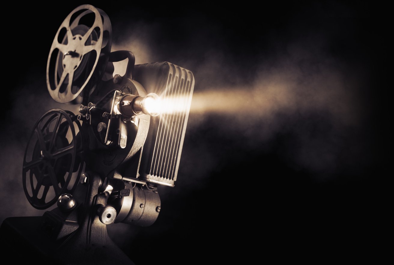 Movie projector on dark background